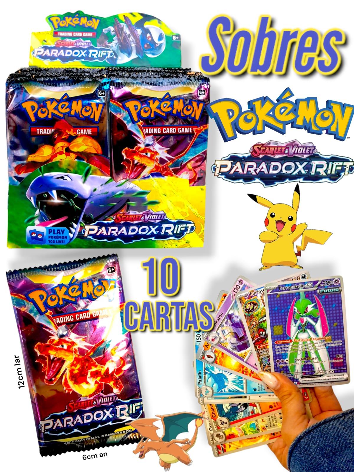 Sobres Pokemon Scarlet y Violet Paradox Rift con caja exhibidora